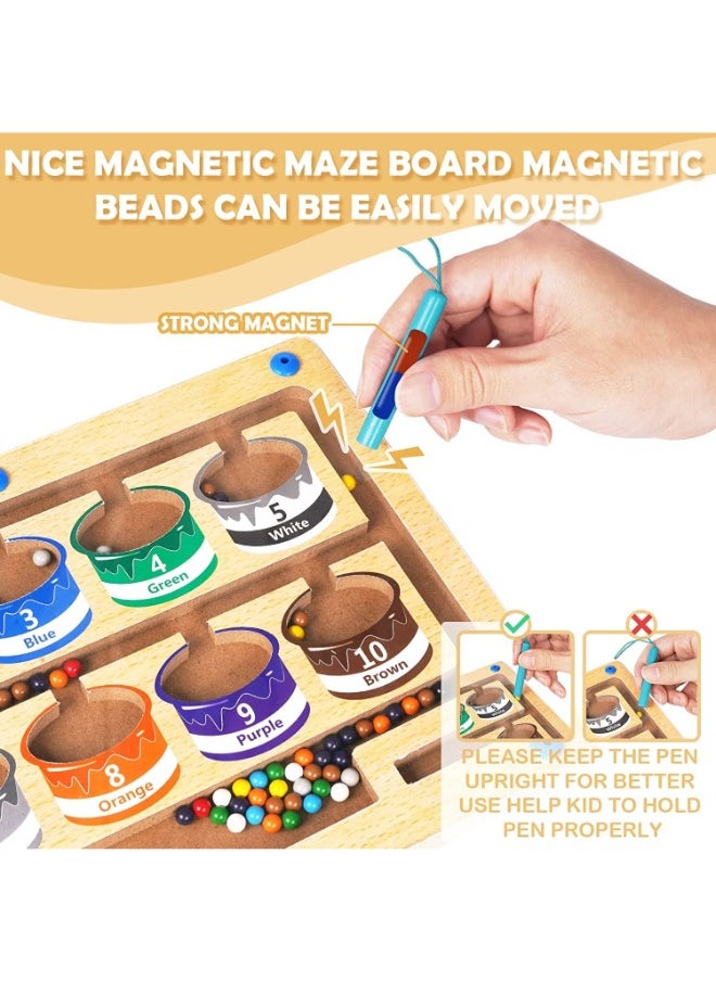TOY GARDEN Magnetic Color and Number Maze – Wooden Magnet Board Puzzle for Toddlers | Montessori Counting & Sorting Game for Kids Boys & Girls Ages 3+  - Image 4