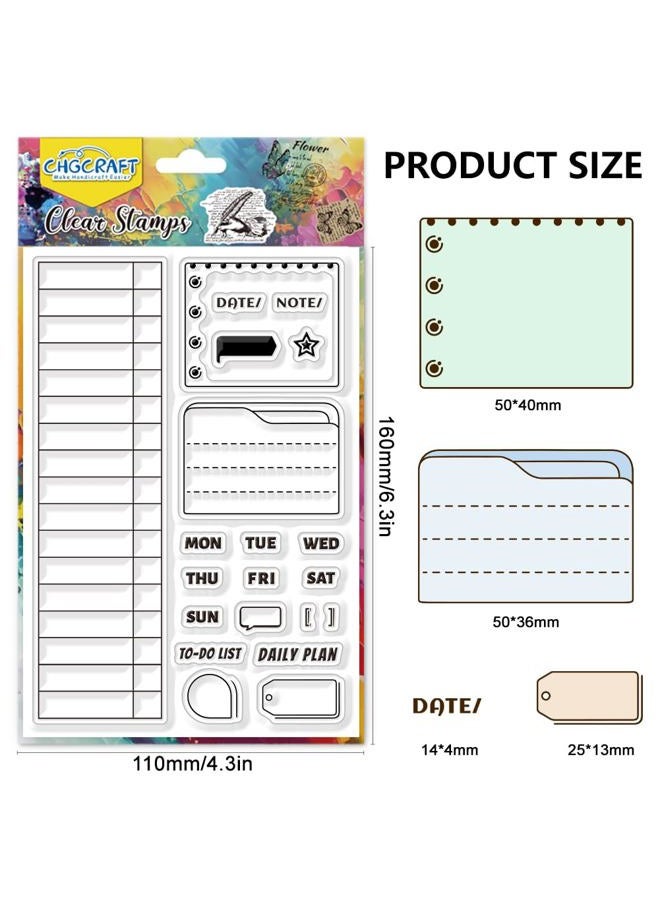 CHGCRAFT Date Table Clear Stamp Transparent to-Do List Handicraft Schedule Stamps for DIY Scrapbooking Photo Album Decorative Cards Making, Mixed Shapes, 6.3x4.3inch - Image 2