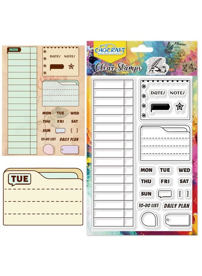 CHGCRAFT Date Table Clear Stamp Transparent to-Do List Handicraft Schedule Stamps for DIY Scrapbooking Photo Album Decorative Cards Making, Mixed Shapes, 6.3x4.3inch - Image 1