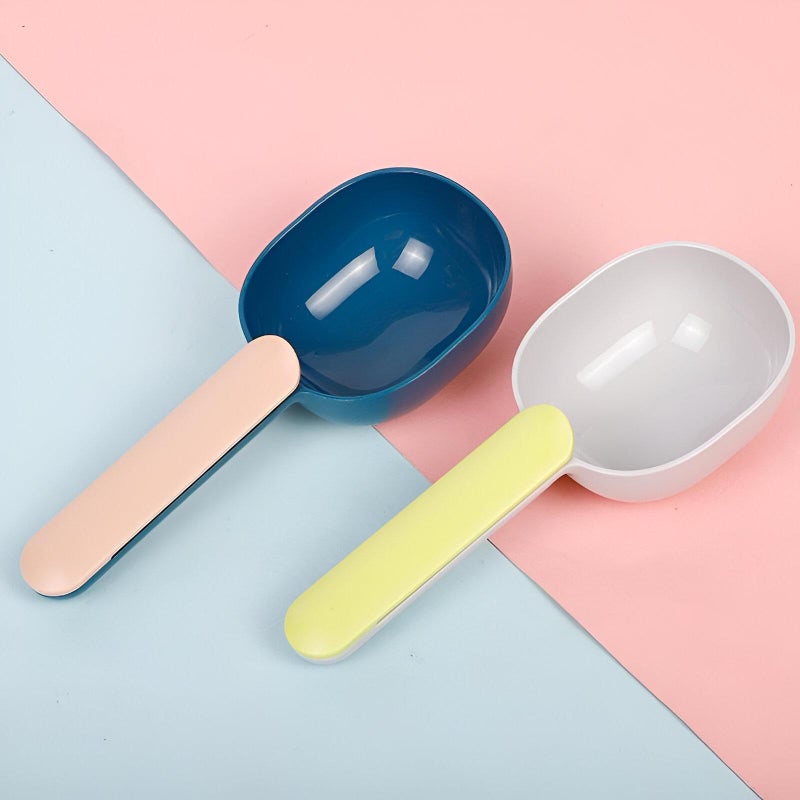 Pet food spoons-large colored plastic spoons and ladle clips for rice, 7.9 inch, ideal for the precise configuration of flour, whole grain, baking ingredients in kitchen or restaurant settings (2pcs) - Image 1