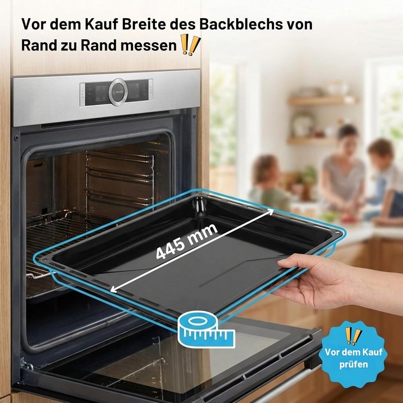 ICQN صينية خبز 445 × 375 × 25 مم، مناسبة لـ Whirlpool, Ignis, Bauknecht, Indesit, Algor, Neckermann, Lloyds، صينية دهون مطلية بالمينا للفرن، مقاومة للخدش، 44.5 × 37.5 سم - Image 2