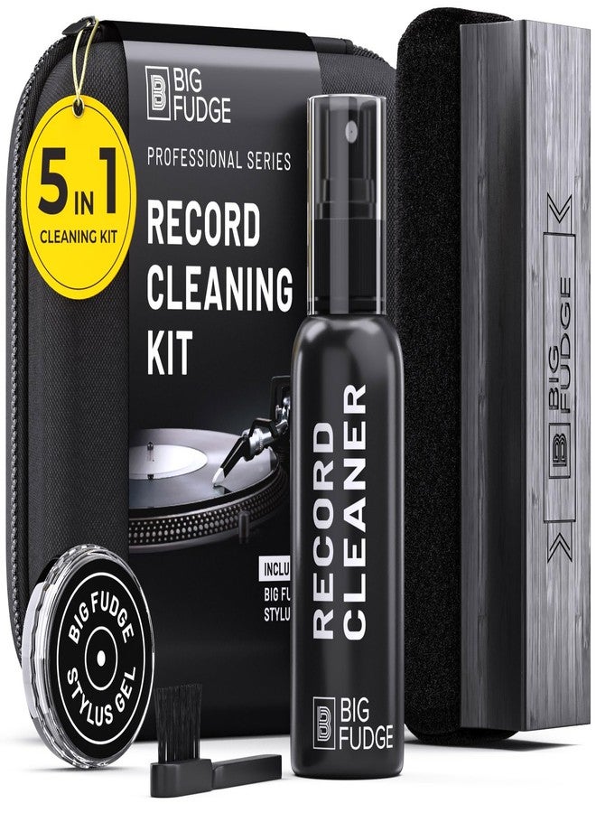 BIG FUDGE Professional Series Vinyl Record Cleaner Kit - Vinyl Record Cleaning Kit Includes Vinyl Record Brush Cleaning Fluid, Stylus Gel, Brush for Velvet, Padded Storage Case - Image 1