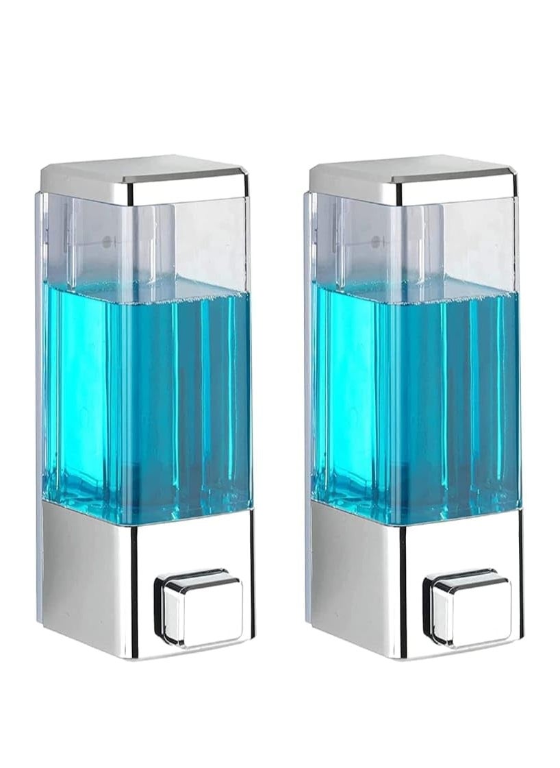 NISHWARE NISHWARE Liquid Hand Wash Soap Dispenser for Bathroom Kitchen Sink Wall Mounted Plastic ABS 350 ML Pack of 2 Chrome Finish  - Image 1