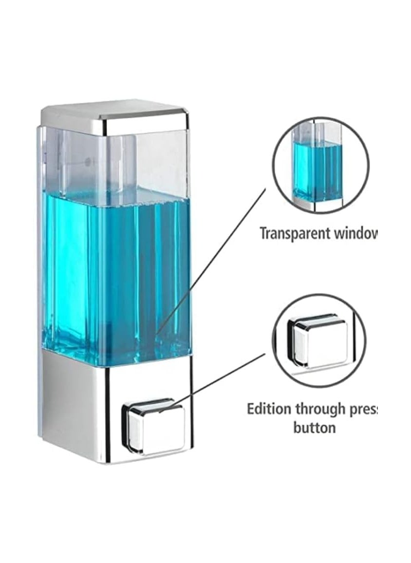 NISHWARE NISHWARE Liquid Hand Wash Soap Dispenser for Bathroom Kitchen Sink Wall Mounted Plastic ABS 350 ML Pack of 2 Chrome Finish  - Image 2