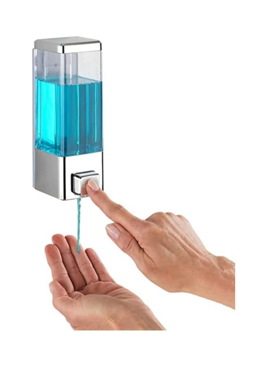 NISHWARE NISHWARE Liquid Hand Wash Soap Dispenser for Bathroom Kitchen Sink Wall Mounted Plastic ABS 350 ML Pack of 2 Chrome Finish  - Image 3