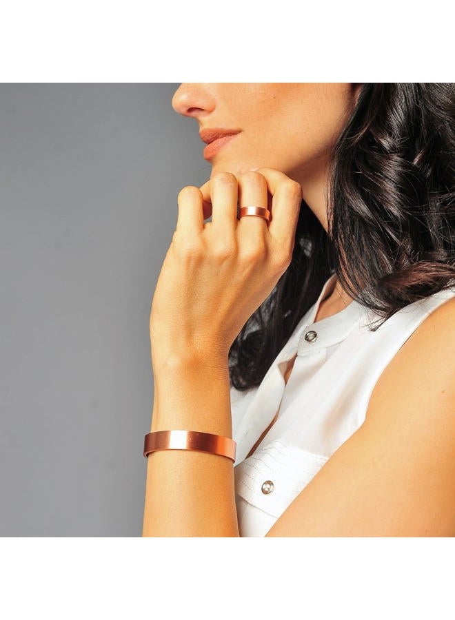 EARTH THERAPY , The Original Pure Copper Magnetic Ring and Bracelet Set for Joint Pain Relief - Slim Minimalist Style - Adjustable - For Men and Women  - Image 3