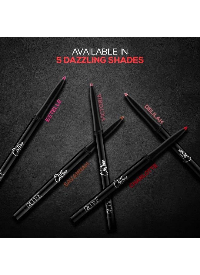 Renee Outline Lip Liner With Built In Sharpener 01 Victoria 0.35Gm; Long Lasting & Smudge Proof; Matte Finish & Rich Color Payoff; One Swipe Application  - Image 4