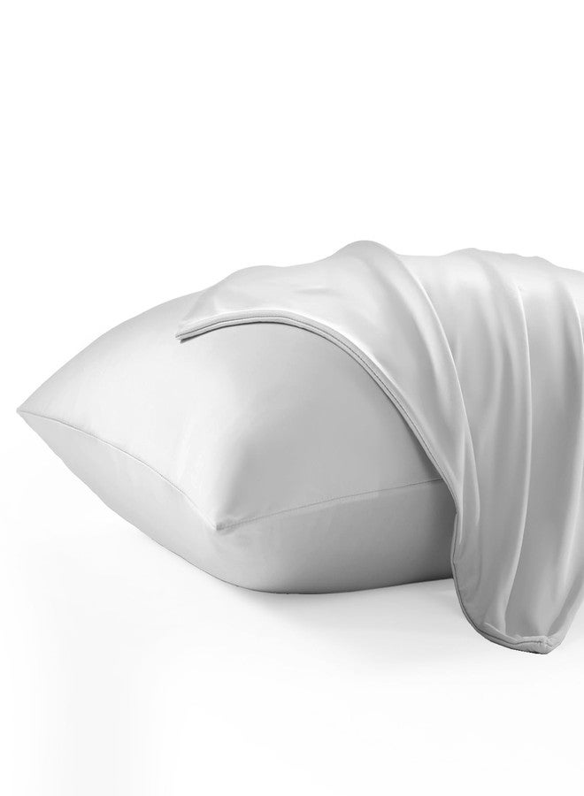 LLANCL Cooling Pillowcase Set of 2 - Queen Size Bed Pillow Cases with Envelope Closure, Silky Soft Breathable Pillow Covers for Hair and Skin, 20" x 30" Grey - Image 1