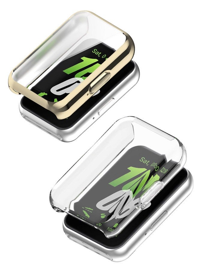 2 Pcs For Samsung Galaxy Fit 3 TPU Protective Case Cleas/Gold - Image 1