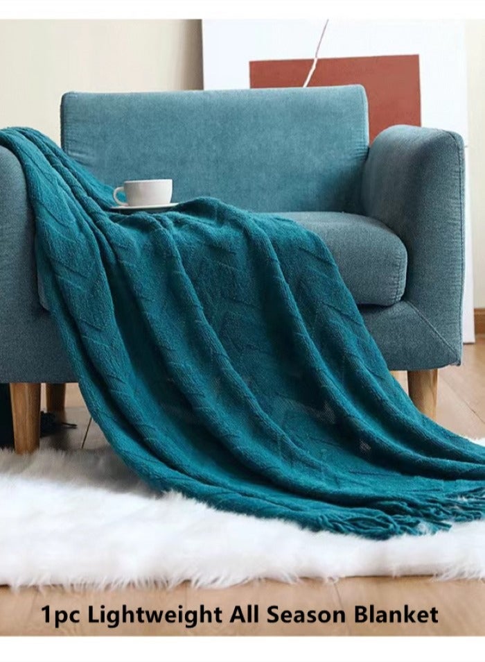 Kutis 1-Piece Lightweight All Season Blanket Sofa Blanket Summer Blanket Blue Acrylic Fiber 180x127 cm  - Image 2