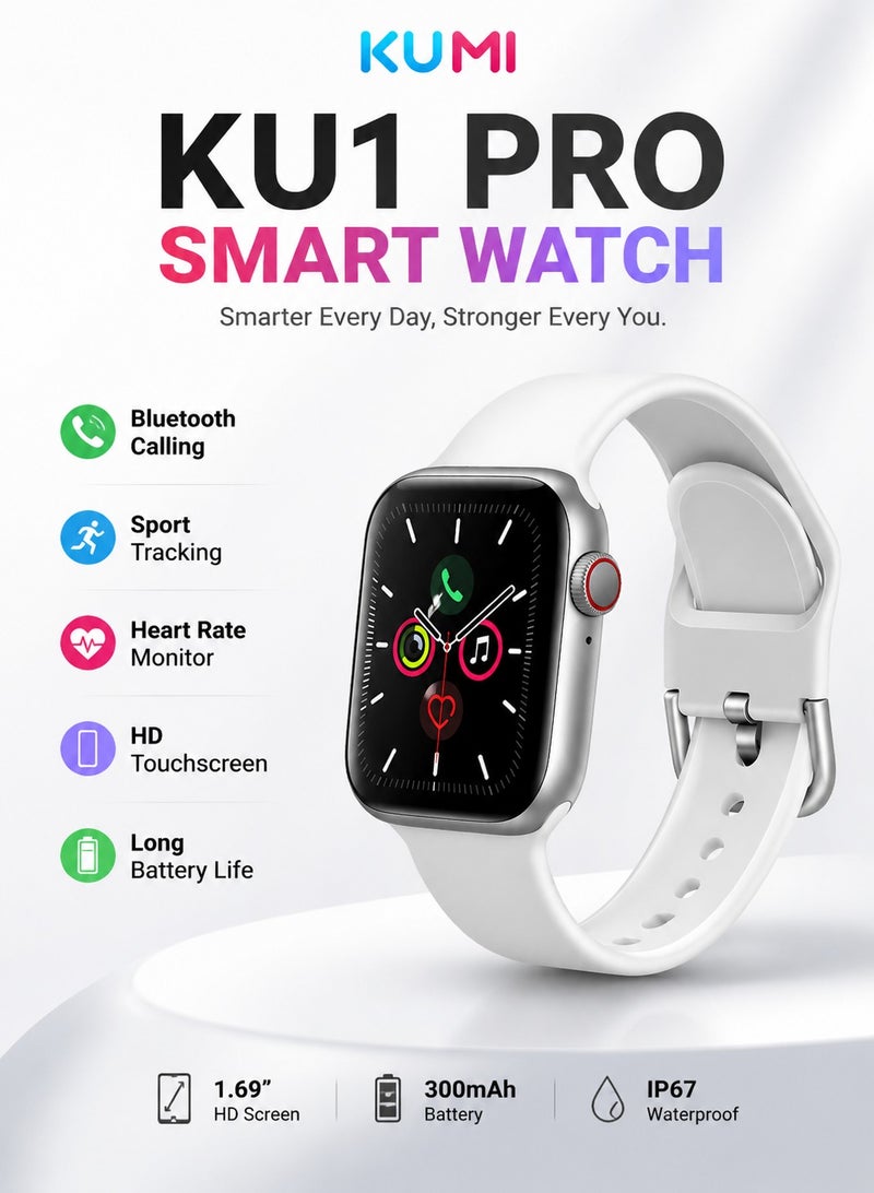 Kumi KU1 Pro Smart Watch 1.69 inch Sport Heart Rate Sleep Monitor Bluetooth Calling for iOS Android - Image 1