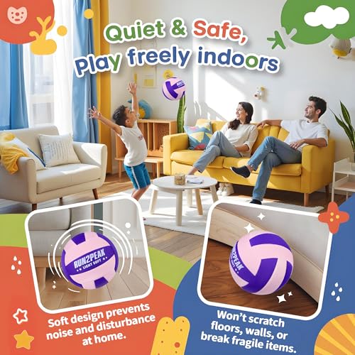RUN2PEAK Super Soft Light Volleyball - Safe and Quiet Fabric Volleyball Ball for Indoor Play - Official Size 5 Kids Youth Beginners Lightweight Volleyballs Trainer for House Yard Training Practice - Image 4