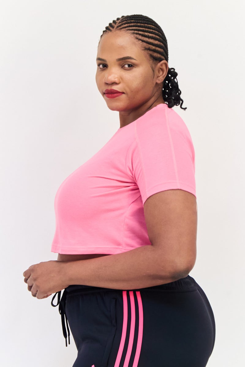 Adidas Women Sportswear Fit Short Sleeve Outdoor Top, Pink - Image 2