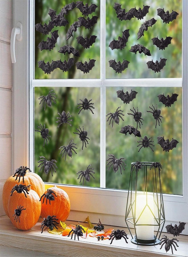 OZIO Halloween Decorations - 200 Pcs Mini Plastic Spiders & Bats for Creepy Scary Prank Toys & Insect Toys Halloween Miniatures - Image 4