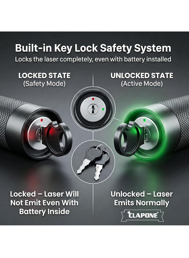 High Power Green Laser Pointer Pen Rechargeable Long Range Beam Torch for Presentation Teaching Astronomy Outdoor Use with USB Charging and Safety Lock - Image 2