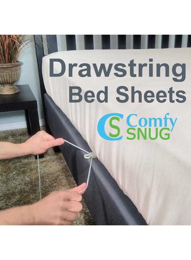 Comfy-Snug Drawstring King Bed Sheet Set Microfiber Taupe  - Image 1