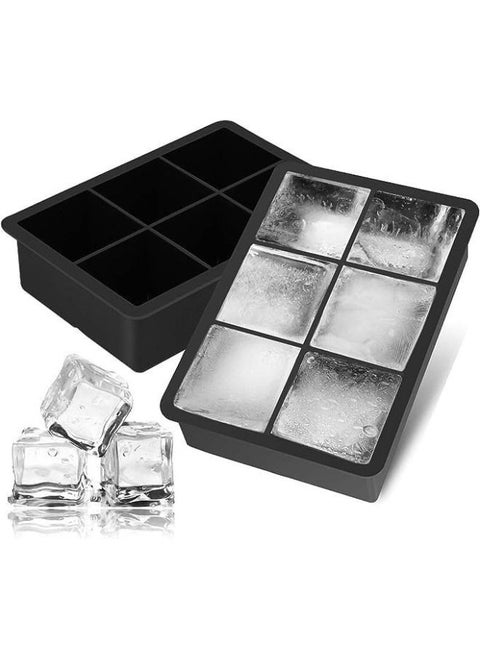 1 Pc Silicone Ice Cube Tray Large XXL Ice Cube Tray 6 Compartments Ice Cube Tray for Chilled Drinks, and Cocktails (MultiColor)