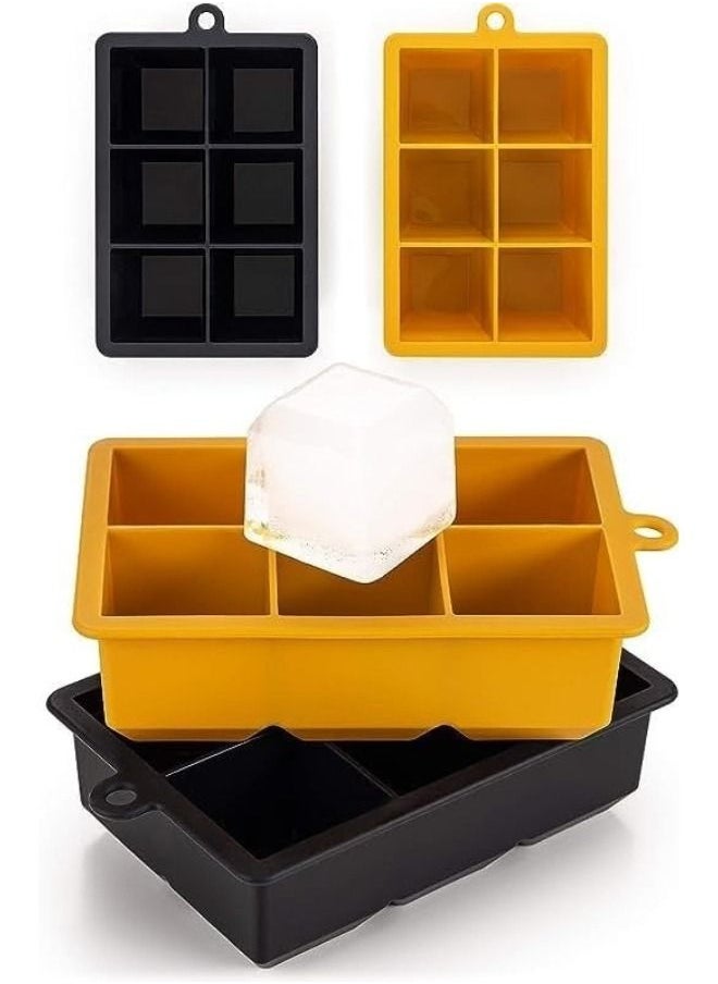 Generic - 1 Pc Silicone Ice Cube Tray Large XXL Ice Cube Tray 6 Compartments Ice Cube Tray for Chilled Drinks, and Cocktails (MultiColor) - Image 1
