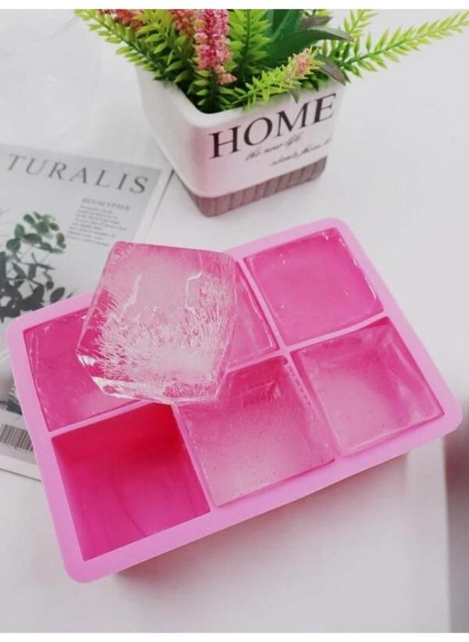 Generic - 1 Pc Silicone Ice Cube Tray Large XXL Ice Cube Tray 6 Compartments Ice Cube Tray for Chilled Drinks, and Cocktails (MultiColor) - Image 1
