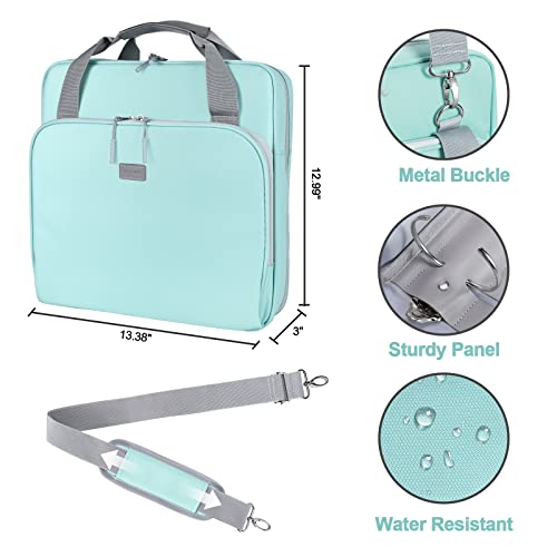 Losong 3 Ring Zipper Binder 2 Inch with Shoulder Strap 500 Sheet Capacity & Multi-Pockets for School and Office Binder Organizer, Compatible with 13-Inch MacBook/Tablet (Patent Design Light Blue) - Image 4
