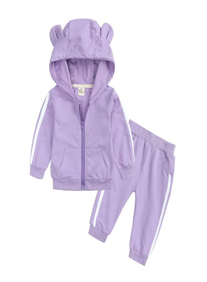 Kids Tales Baby Boys Girls Tracksuit Hooded Bear Ears Sweatsuit Outfit Set Long Sleeve Zipper Jacket + Sweatpants - Image 1