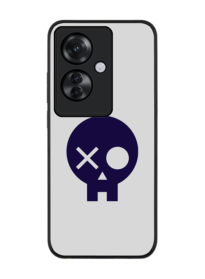 Stylizedd Rugged Black edge case for Oppo Reno11 F / Oppo F25 Pro 5G, Slim fit Soft Case Flexible Rubber Edges Anti Drop TPU Gel Thin Cover -  Skull Patch  - Image 1