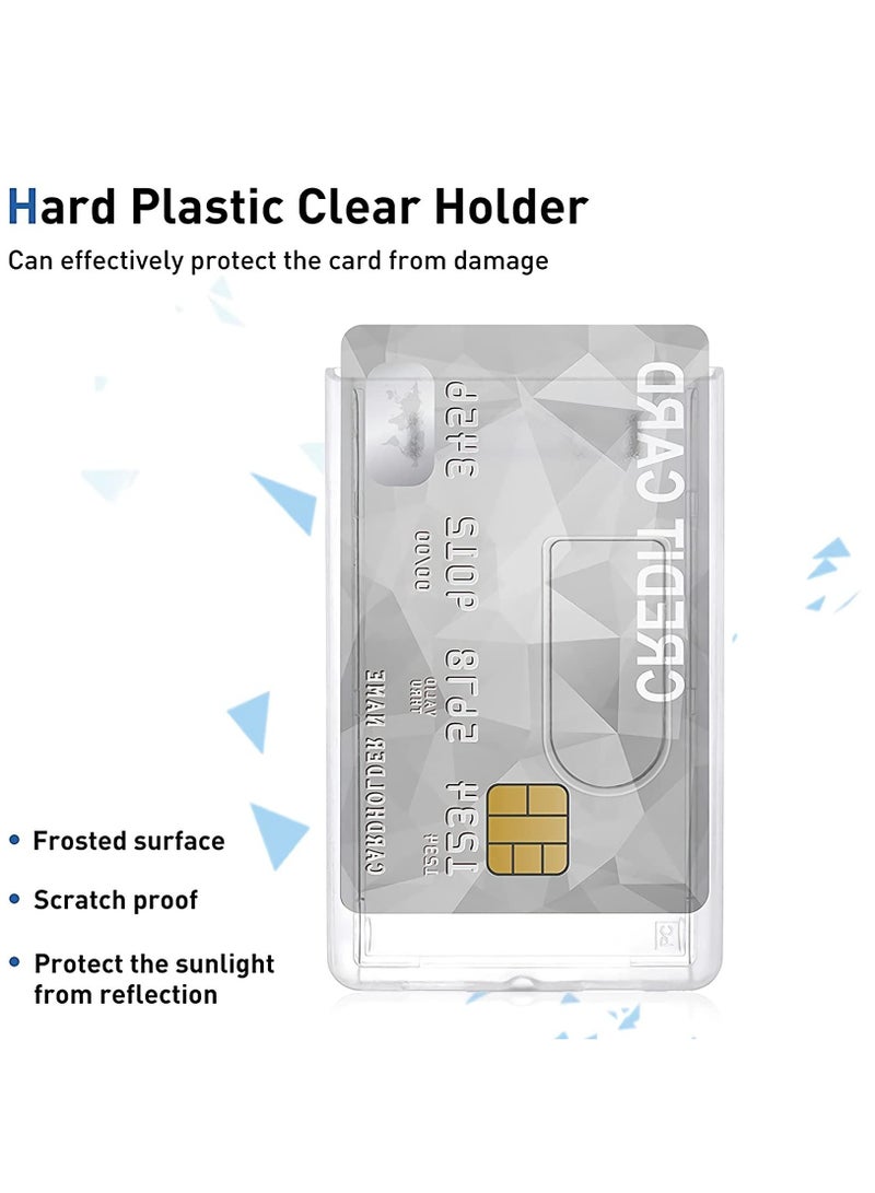 KASTWAVE Heavy-Duty Badge Holders Rigid Hard Plastic ID Access Vertical Badge Holder Dual 2 Sided ID Badge Holder Transparent Plastic Credit Card Protector ID Card Case(10 Pieces)  - Image 3