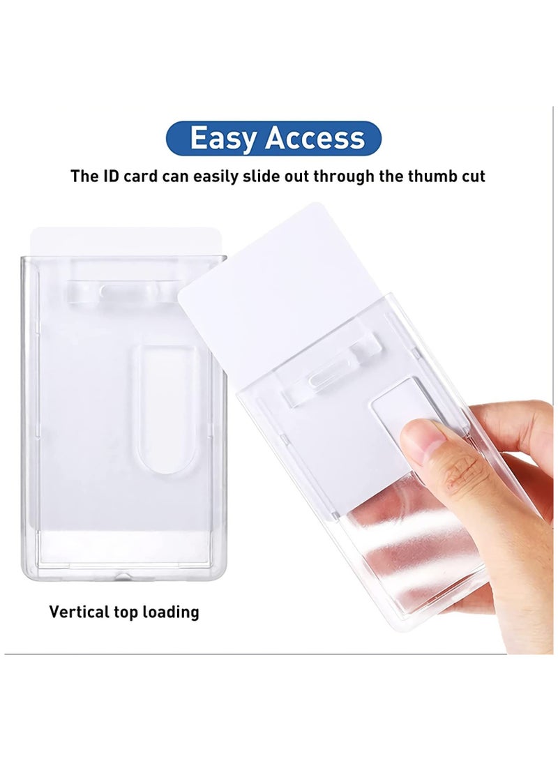 KASTWAVE Heavy-Duty Badge Holders Rigid Hard Plastic ID Access Vertical Badge Holder Dual 2 Sided ID Badge Holder Transparent Plastic Credit Card Protector ID Card Case(10 Pieces)  - Image 4