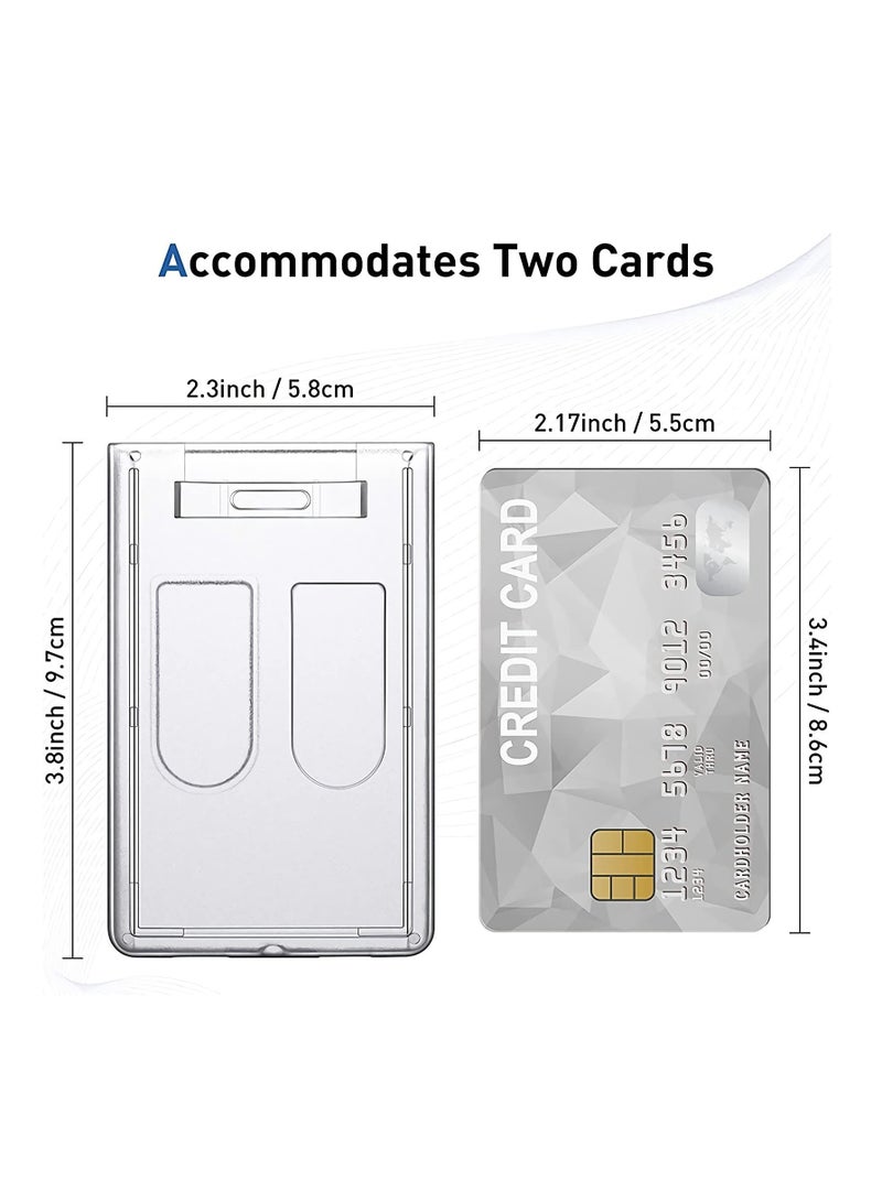 KASTWAVE Heavy-Duty Badge Holders Rigid Hard Plastic ID Access Vertical Badge Holder Dual 2 Sided ID Badge Holder Transparent Plastic Credit Card Protector ID Card Case(10 Pieces)  - Image 2