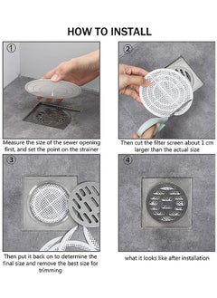 HS 4 Pieces Shower Drain Filter, Shower Hair Extension Mesh Plastic Floor Sink Strainer Can Be Cut Easy To Install And Clean, Fits Different Size Drain Openings, Bathroom, Washbasin, Tub, Kitchen  - Image 5