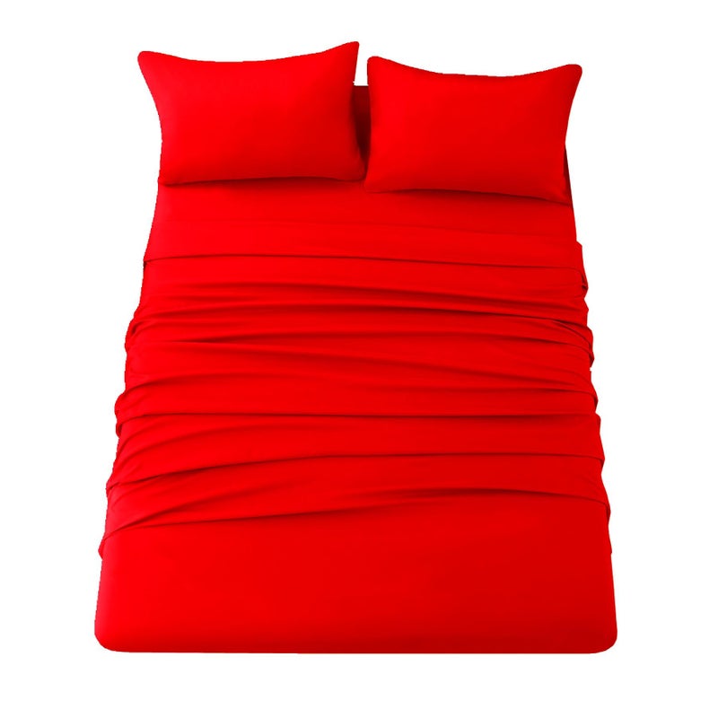 Ghooss Red Full Sheets Extra Soft Bed Sheets Brushed Microfiber 1800 Sheets - Deep Pocket  Wrinkle & Fade Free - 4 Piece-Red Full - Image 1