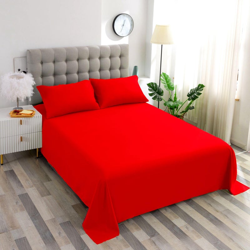 Ghooss Red Full Sheets Extra Soft Bed Sheets Brushed Microfiber 1800 Sheets - Deep Pocket  Wrinkle & Fade Free - 4 Piece-Red Full - Image 2