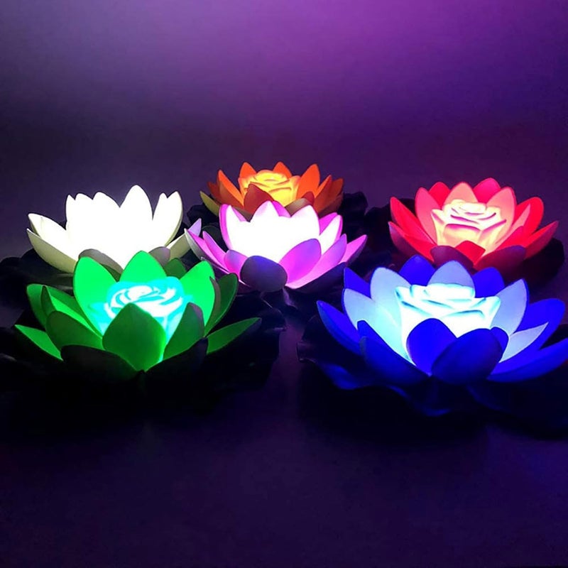 2 Pack 18cm Floating LED Lotus Lights, Color Changing Pond Pool Decor Set - Image 3