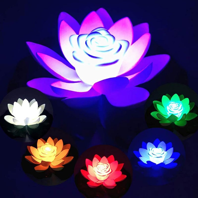 2 Pack 18cm Floating LED Lotus Lights, Color Changing Pond Pool Decor Set - Image 4