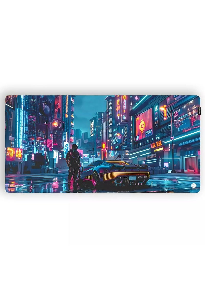 k Gaming Gaming Mouse Pad XXXL Full Desk Size Glide Cyber City Waterproof with Anti Slip Rubber Base1200 x 600 x 5 MM 