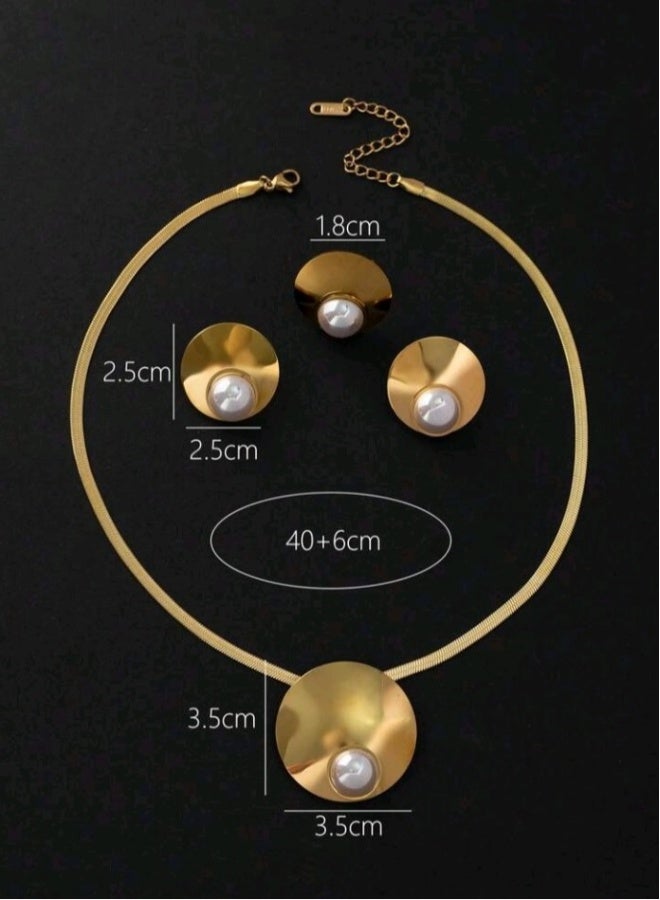 Trendy Stainless Steel Gold Plated Jewellery Set For Women  - Image 3