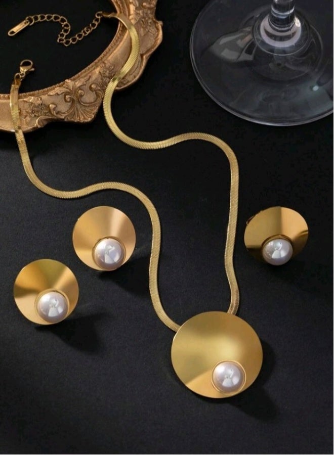Trendy Stainless Steel Gold Plated Jewellery Set For Women  - Image 2