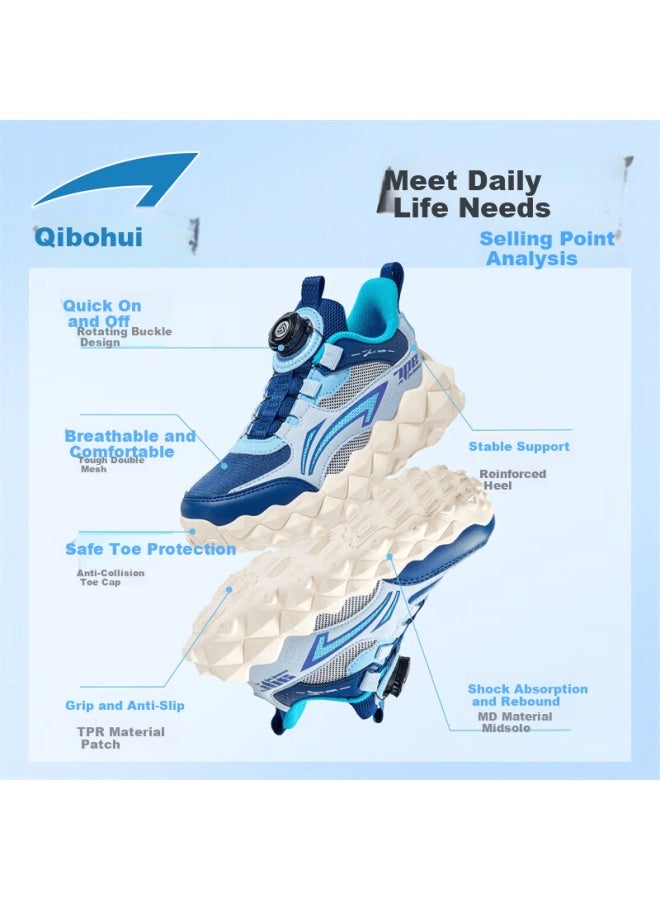 7-pe Boys' Mesh Breathable Sports Shoes Spring New Lightweight Cushioned Kids' Casual Shoes - Image 2