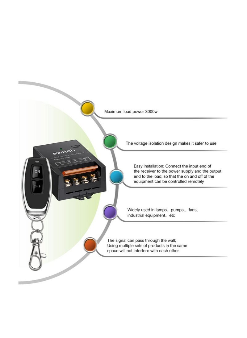 Generic - Remote Control Switch, Wireless Remote Switch, with Wireless Relay Switch for Pump, for Wireless Switch On Off for Lights,Pump,dust Collector and Electrical Equipment, with 328ft Long Range - Image 1