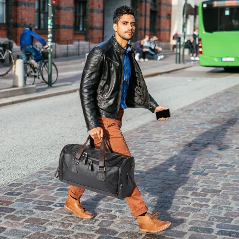 AULUDA Travel Duffel Bag, Vegan Leather Gym, Carry On, Weekender Overnight Luggage Bag, 50cm Lightweight & Large Duffle Water-proof Durable for Men & Women - Image 2