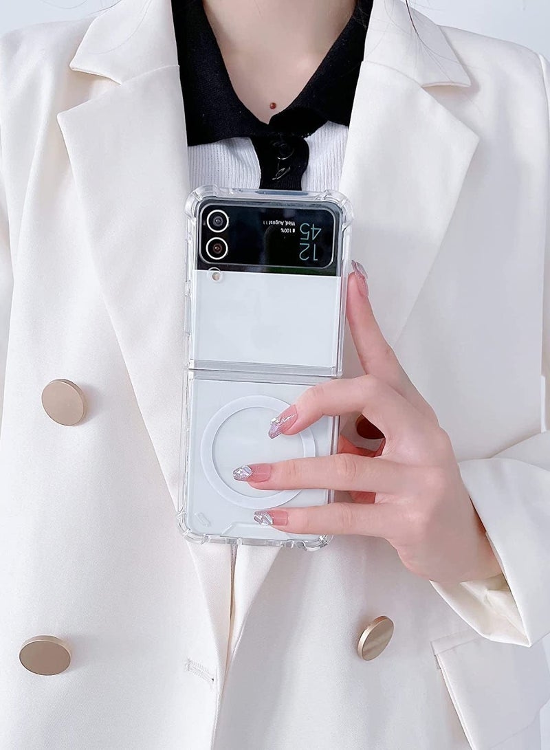 Samsung Galaxy Z Flip 4 Magsafe Clear Case, With Magnetic and Support Wireless Charger, Transparent Shockproof and Drop-Proof Hard PC Phone Cover for Galaxy Z Flip 4 - Image 2