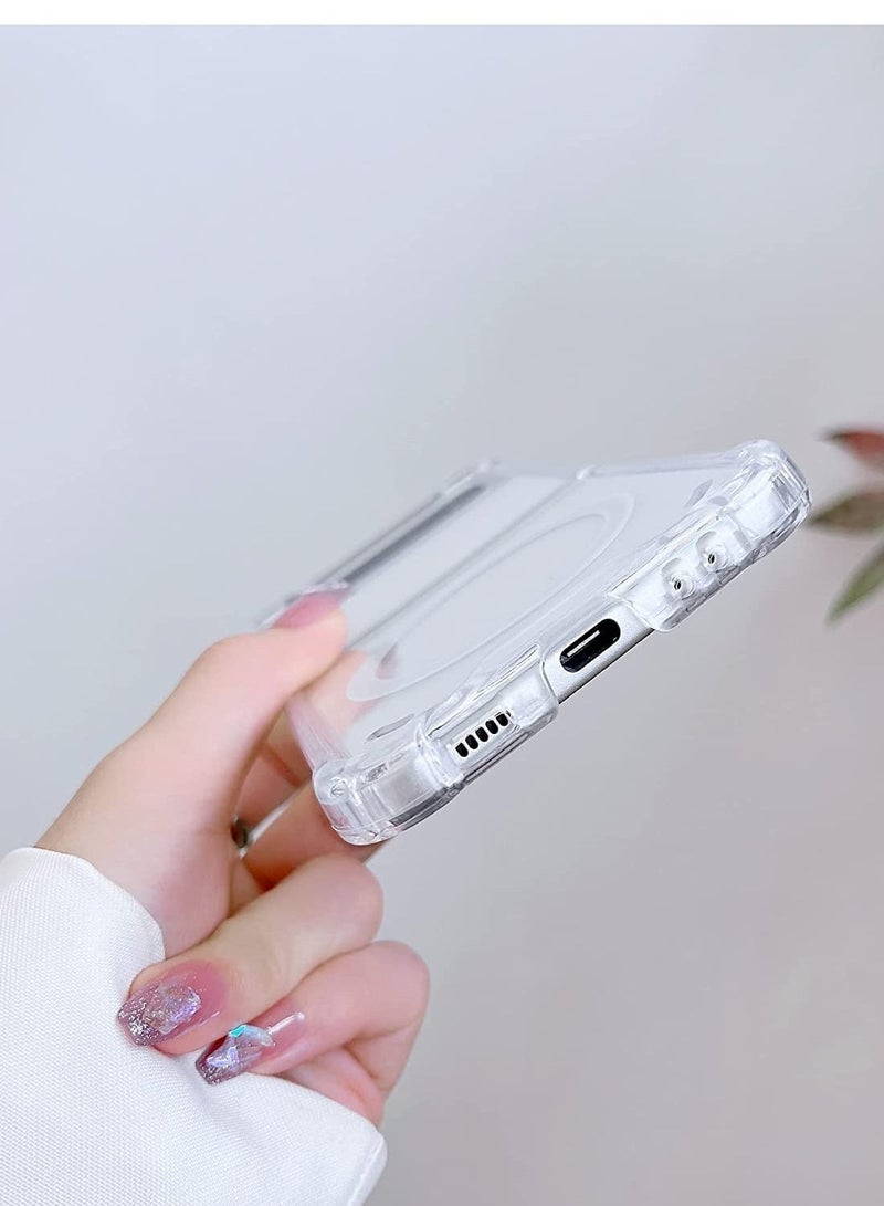 Samsung Galaxy Z Flip 4 Magsafe Clear Case, With Magnetic and Support Wireless Charger, Transparent Shockproof and Drop-Proof Hard PC Phone Cover for Galaxy Z Flip 4 - Image 3