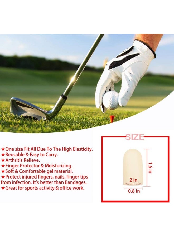 Pnrskter Gel Finger Cots, Finger Protector Support(14 PCS) NEW MATERIAL Finger Sleeves Great for Trigger Finger, Hand Eczema, Finger Cracking, Finger Arthritis and More. (Beige, Short) - Image 3