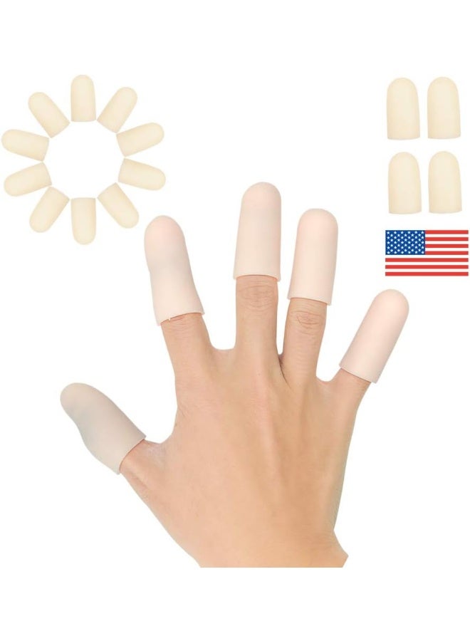 Pnrskter Gel Finger Cots, Finger Protector Support(14 PCS) NEW MATERIAL Finger Sleeves Great for Trigger Finger, Hand Eczema, Finger Cracking, Finger Arthritis and More. (Beige, Short) - Image 1