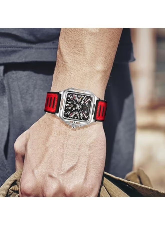 فورسينينج ساعات رجالية ساعة يد ميكانيكية أوتوماتيكية فاخرة مقاومة للماء بحزام جلدي 1008 - Image 5