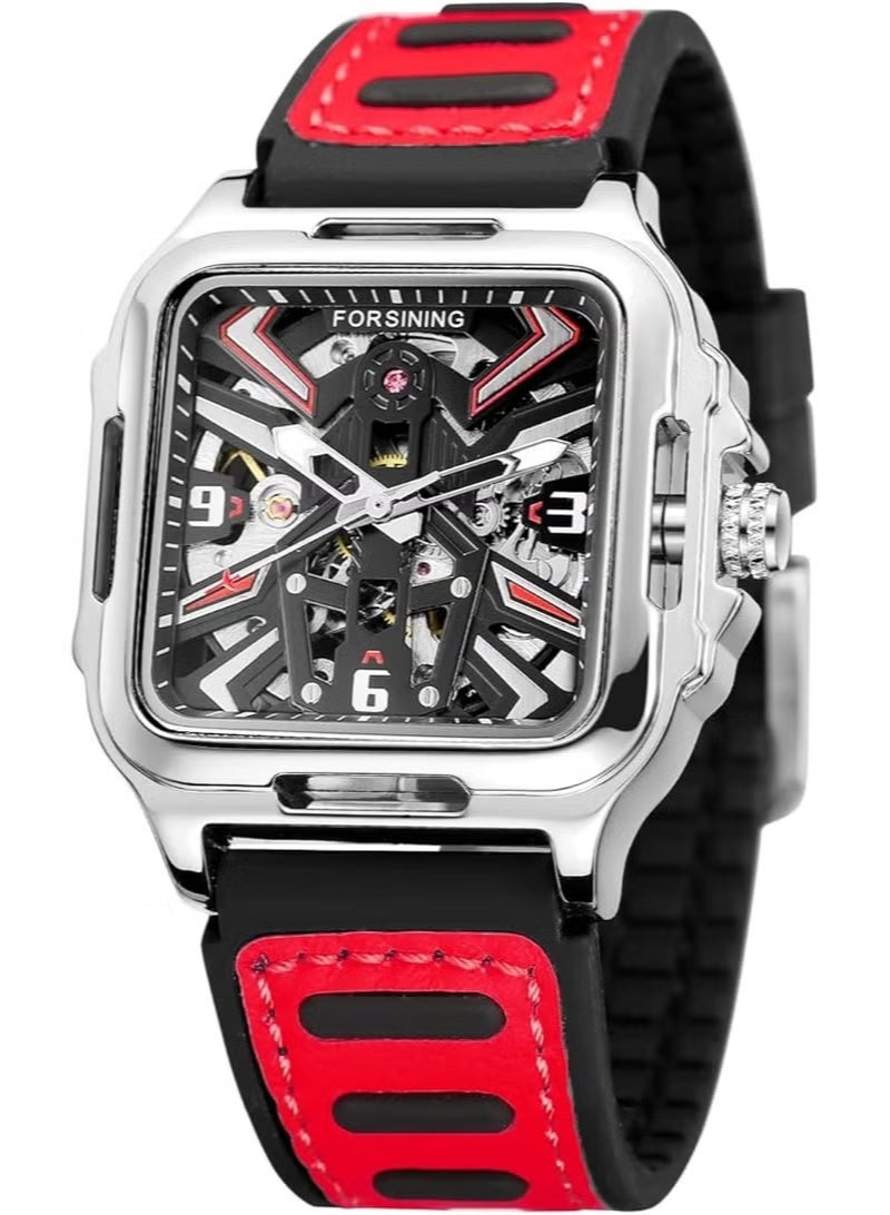 فورسينينج ساعات رجالية ساعة يد ميكانيكية أوتوماتيكية فاخرة مقاومة للماء بحزام جلدي 1008 - Image 1