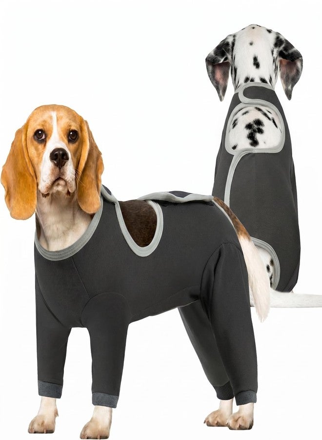 IDOMIK Dog Recovery Suit After Surgery,Long Sleeve Dog Surgical Onesie for Surgery,Soft Breathable Pet Pajamas Anti Shedding,Adjustable Bodysuit Prevent Licking Wound,Cone Collar Alternative,Gray,M - Image 1