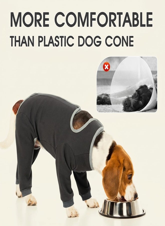IDOMIK Dog Recovery Suit After Surgery,Long Sleeve Dog Surgical Onesie for Surgery,Soft Breathable Pet Pajamas Anti Shedding,Adjustable Bodysuit Prevent Licking Wound,Cone Collar Alternative,Gray,M - Image 4