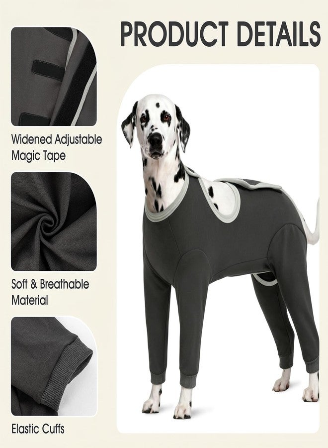 IDOMIK Dog Recovery Suit After Surgery,Long Sleeve Dog Surgical Onesie for Surgery,Soft Breathable Pet Pajamas Anti Shedding,Adjustable Bodysuit Prevent Licking Wound,Cone Collar Alternative,Gray,M - Image 2