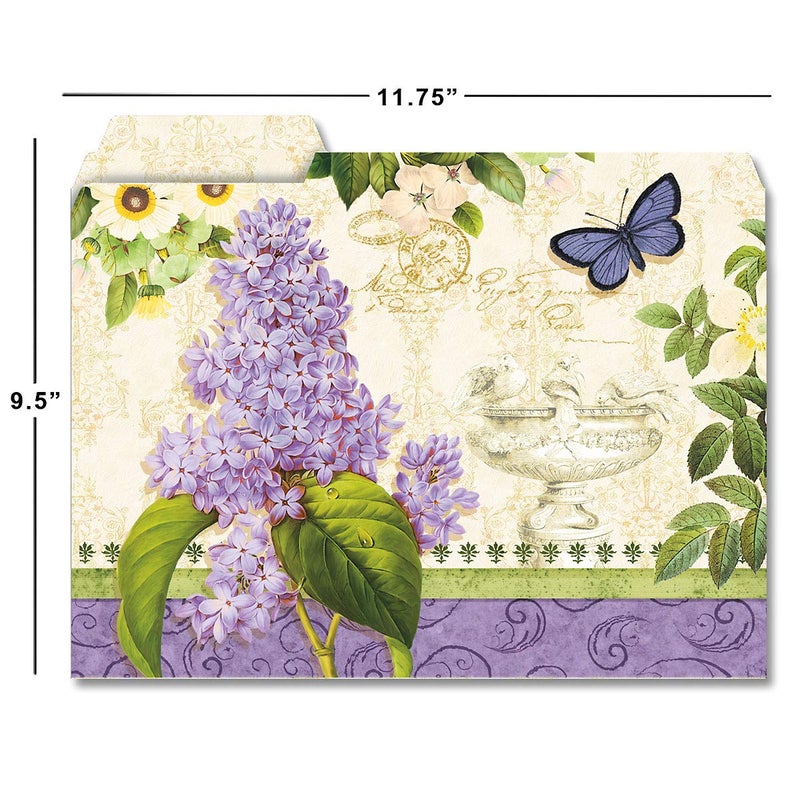 Current Grande Fleur File Folders Value Pack - Bulk Set of 24, 6 Pretty Decorative Designs, 1/3 Cut Tabs, Heavy-Duty Paper Stock, Office Supplies for Home & Work, 9-Â½â€ x 11-Â¾â€ Letter Size - Image 2